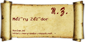 Móry Zádor névjegykártya