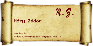 Móry Zádor névjegykártya